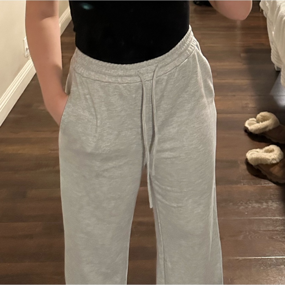 grey straight/wide leg sweatpants